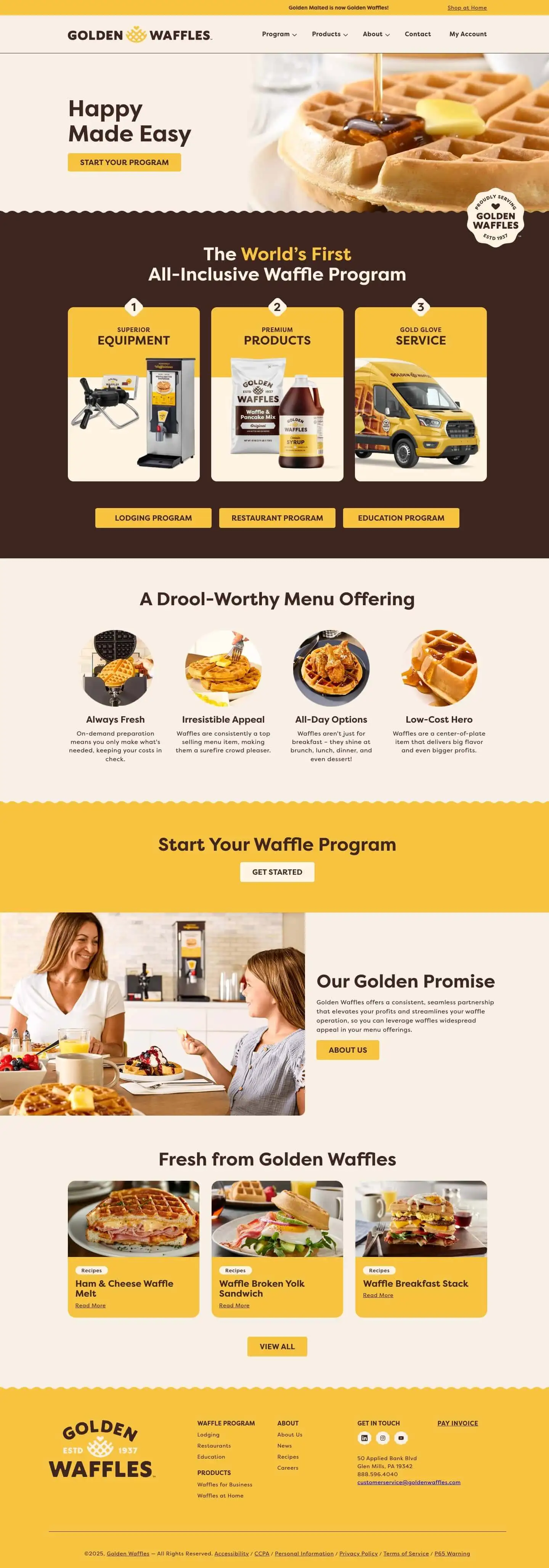 Golden Waffles website